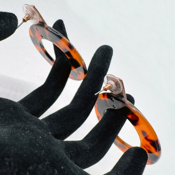 Large Vintage French Tortoise Shell Earrings - Picture 4 of 6